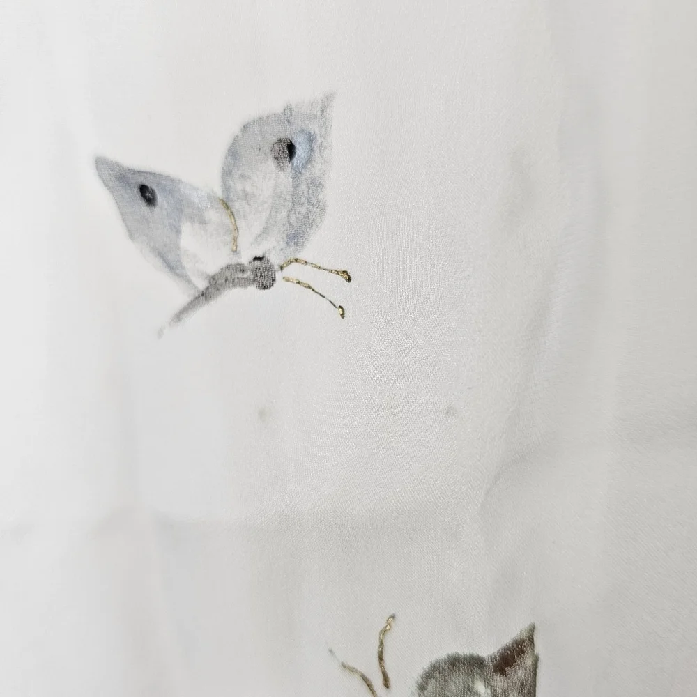 Vintage Saks Fifth Avenue sheer white painted butterfly scarf